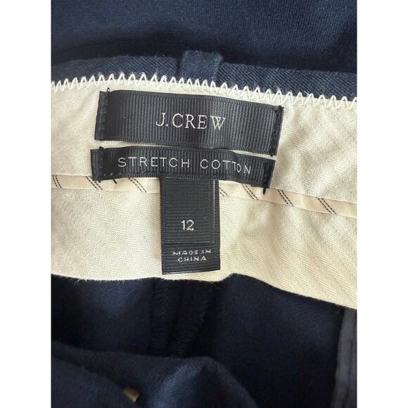 J. Crew High Rise Straight Ankle Wide Leg Stretch Trouser Pants Pockets 12 Blue - Picture 7 of 15